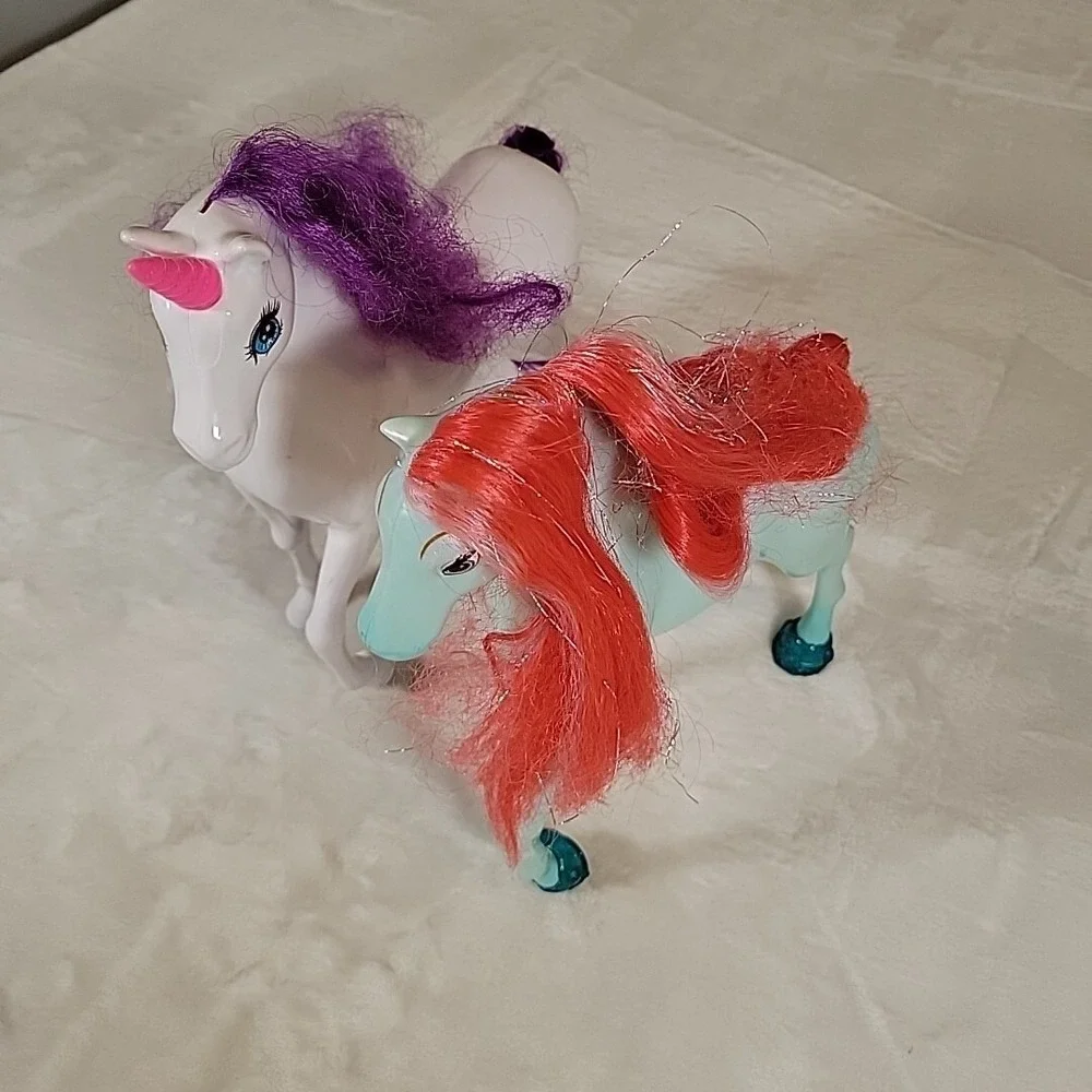 2 Disney Princess Ariel Barbie Shimmer Royal Horse Little Mermaid Pink & Purple